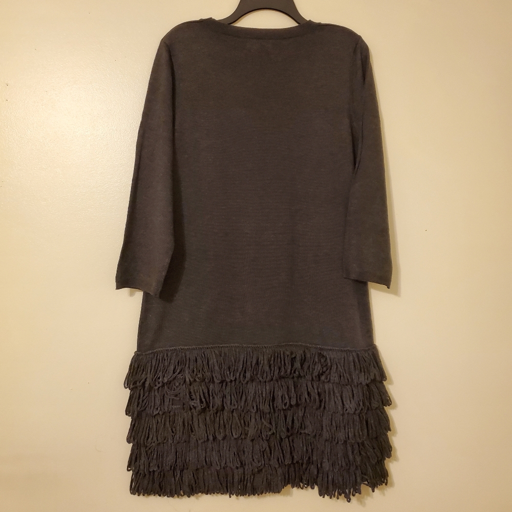 Calvin Klein Gray Sweater Dress with Fringe - Picture 2 of 3